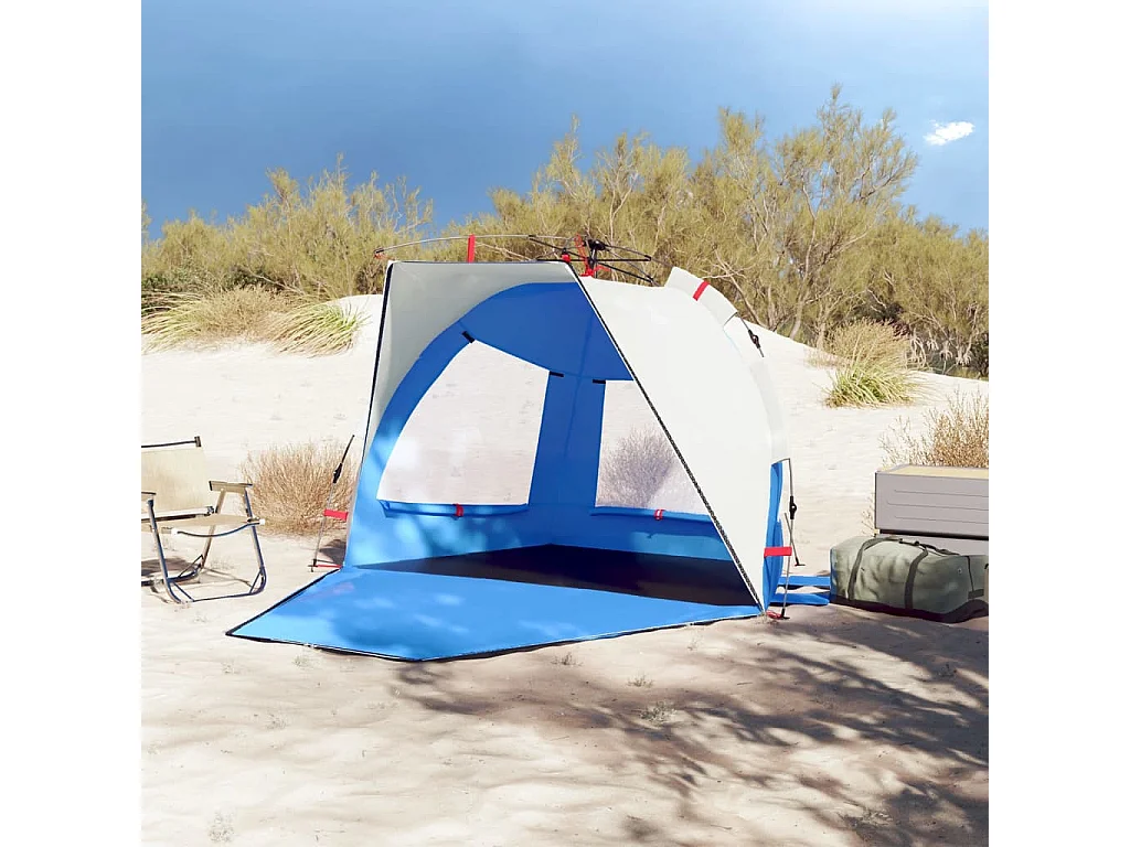 Tenda praia 2 pessoas libertação rápida impermeável azul ciano PT381081