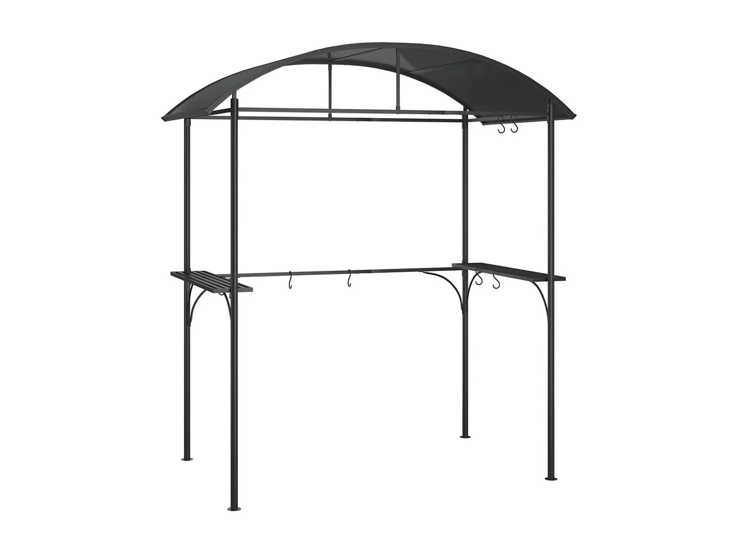Gazebo BBQ et étagères latérales anthracite 220x115x230cm acier FR303389