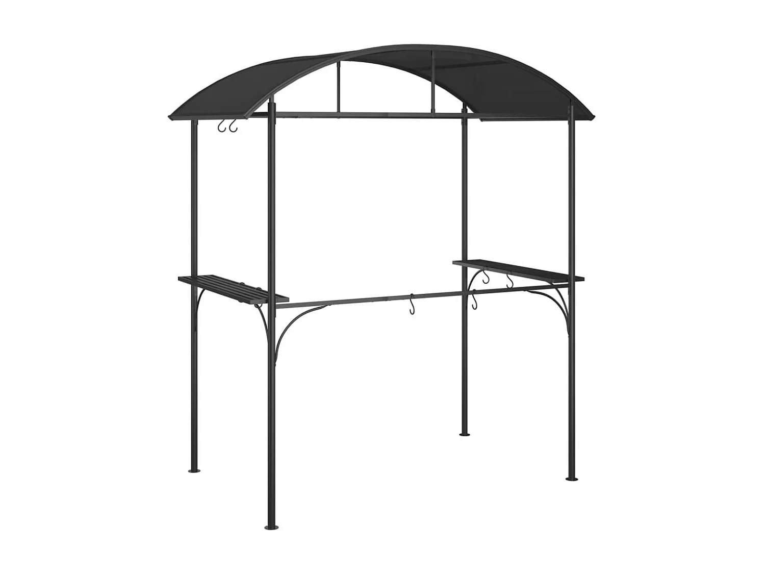 Gazebo BBQ et étagères latérales anthracite 220x115x230cm acier FR303389