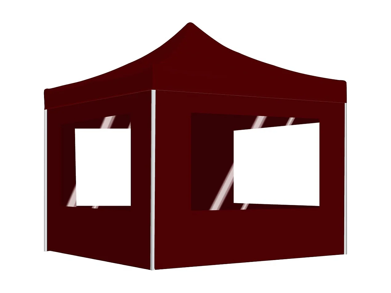 Partytent inklapbaar met wanden 3x3 m aluminium wijnrood BE693424