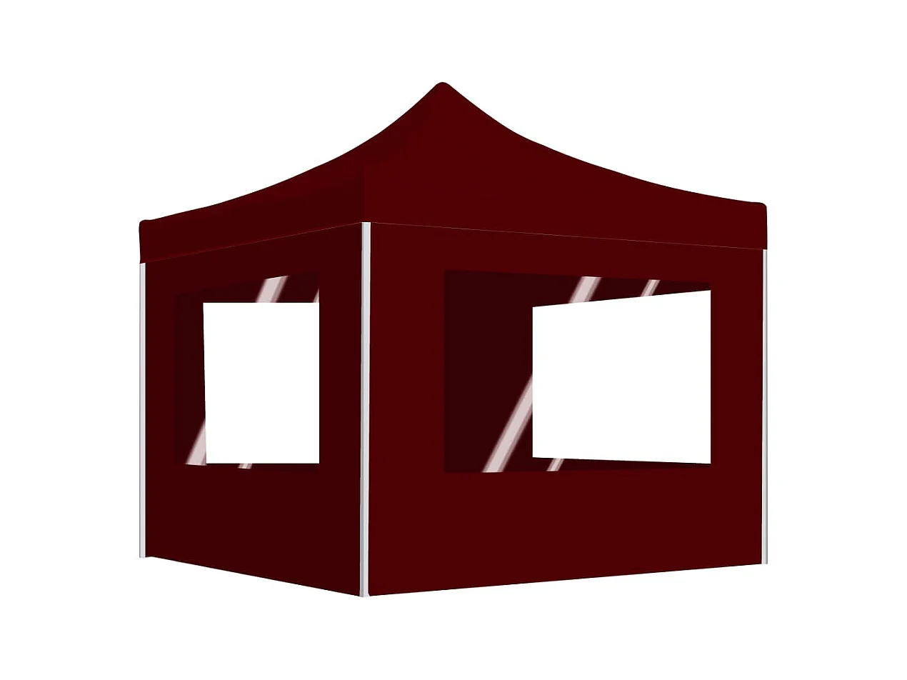 Tonnelle -Tente de réception pliable avec parois Aluminium 3x3 m Bordeaux FR512037