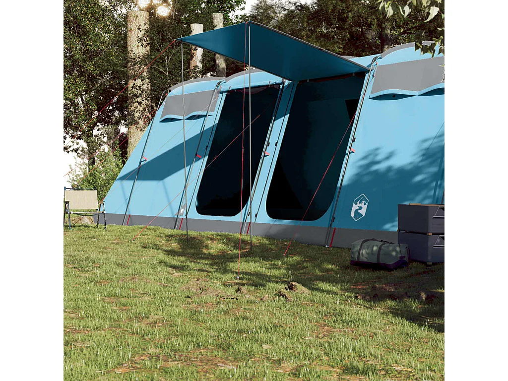 Tienda de campaña familiar túnel 8 personas impermeable azul ES718592