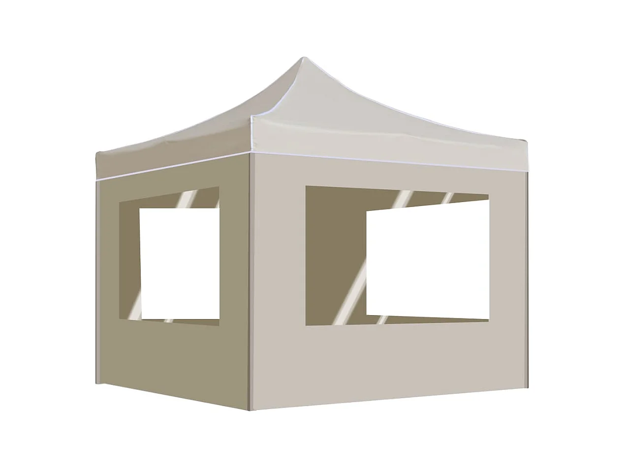 Tonnelle -Tente de réception pliable avec parois Aluminium 3 x 3 m Crème FR633546