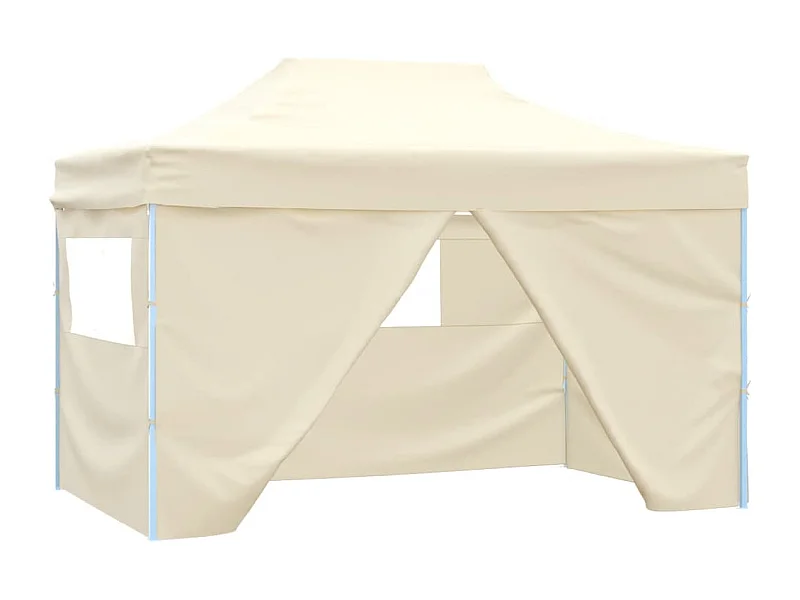 Carpa plegable profesional con 4 paredes acero color crema 3x4m ES988329