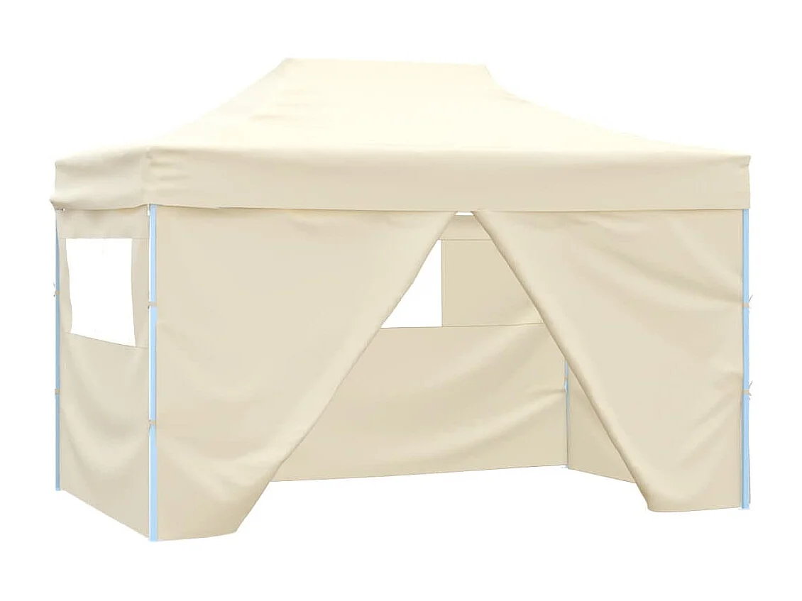 Carpa plegable profesional con 4 paredes acero color crema 3x4m ES988329