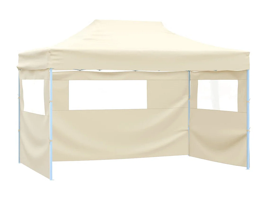 Tonnelle -Tente de réception pliable avec 4 parois 3x4 m Acier Crème FR932259