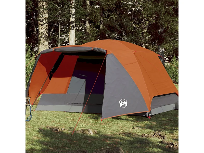 Tenda familiar c/ avançado 6 pessoas impermeável cinza/laranja PT932486
