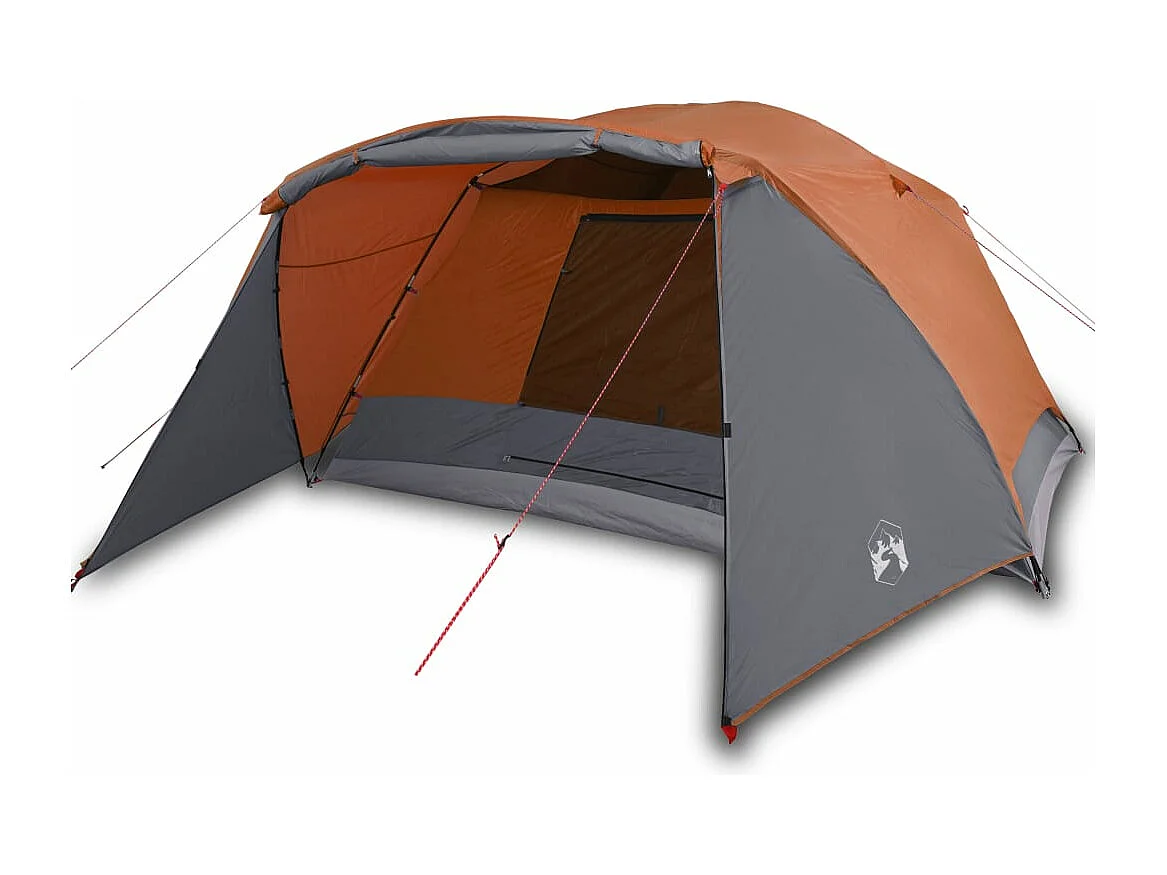Tonnelle -Tente familiale et porche 6 personnes gris orange imperméable FR675030