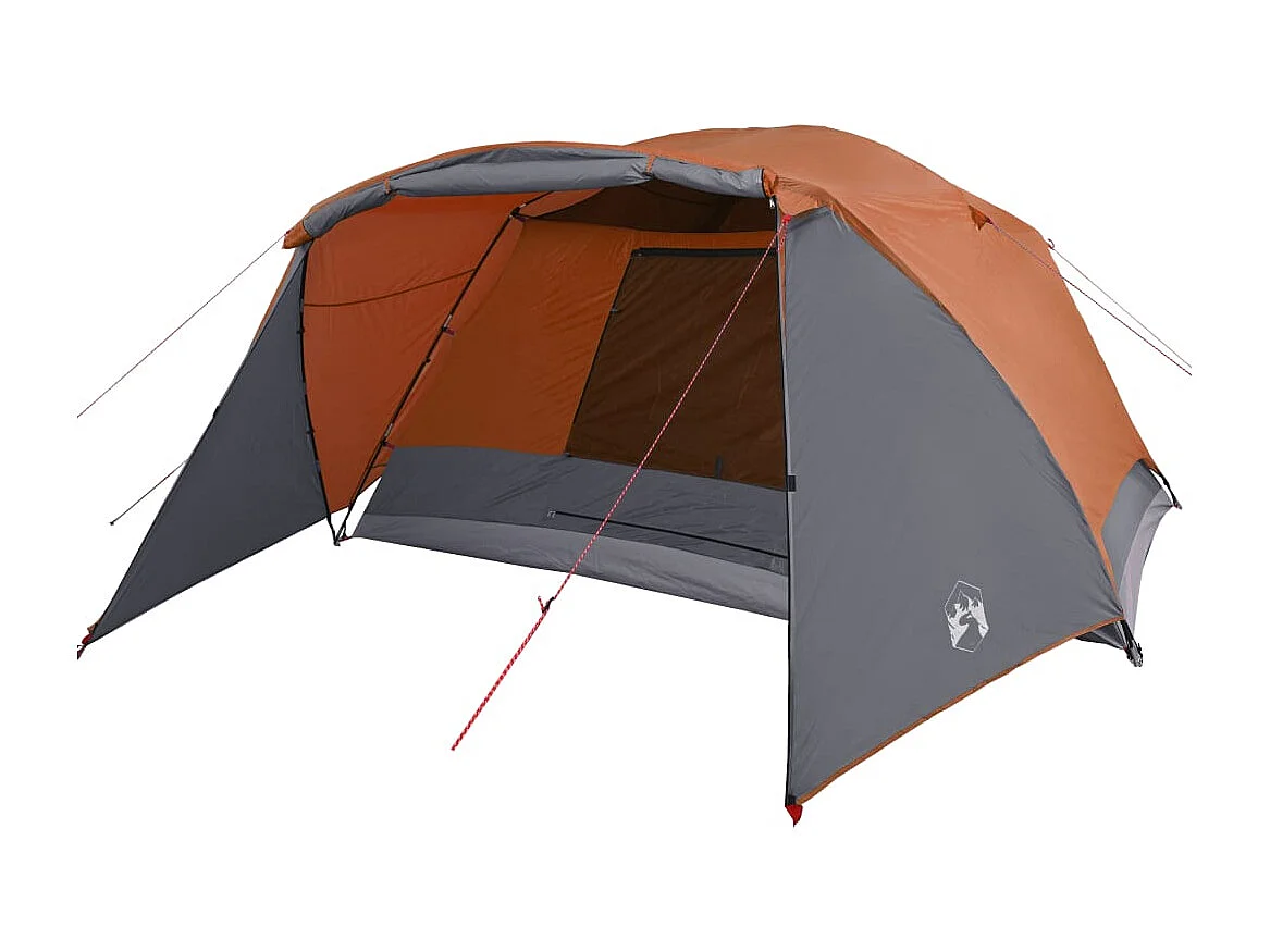 Tonnelle -Tente familiale et porche 6 personnes gris orange imperméable FR675030
