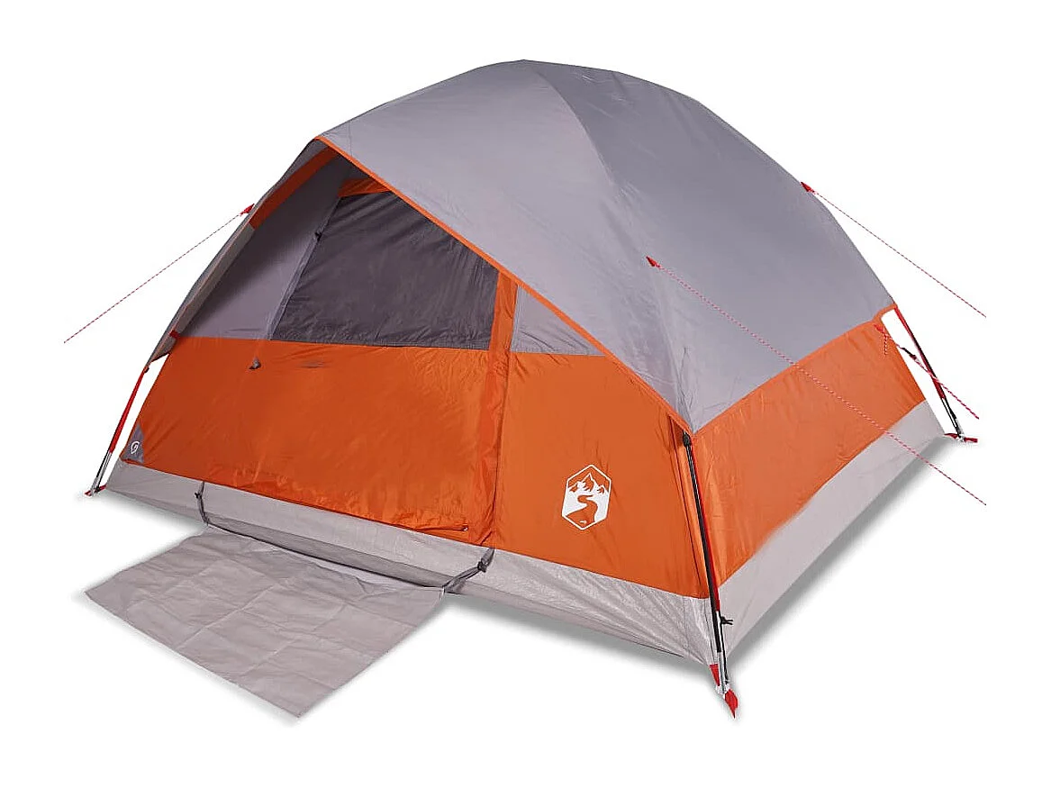 Tonnelle -Tente familiale à dôme 6 personnes orange imperméable FR214626