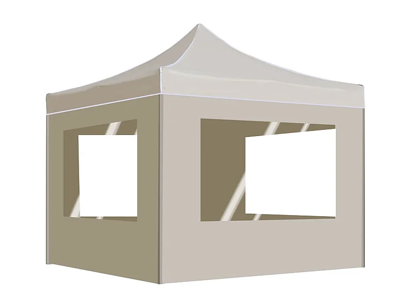 Tonnelle -Tente de réception pliable avec parois Aluminium 2x2 m Crème FR905714