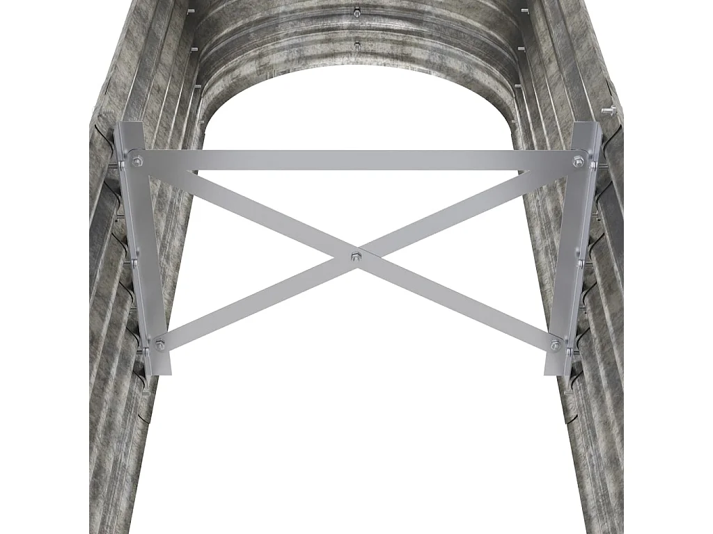 Canteiro elevado jardim 152x40x36cm aço revestido a pó prateado PT550793