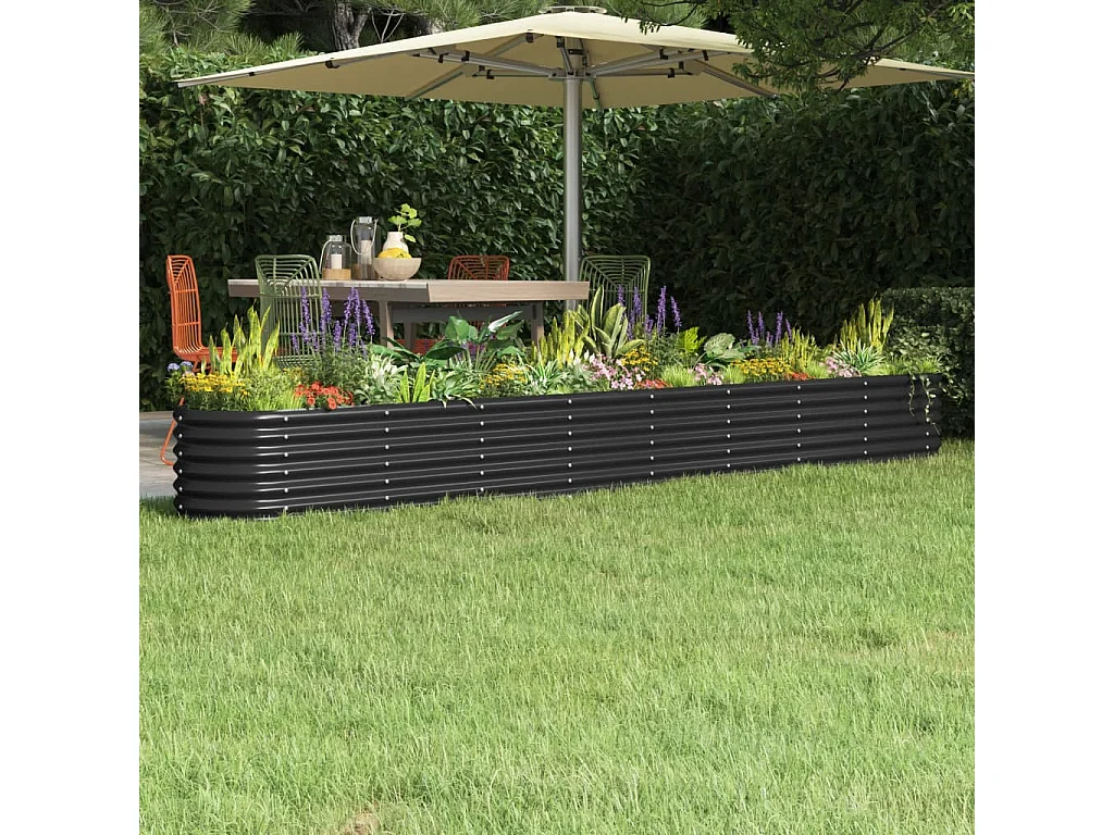 Jardinera arriate acero recubierto polvo antracita 332x40x36 cm ES712770