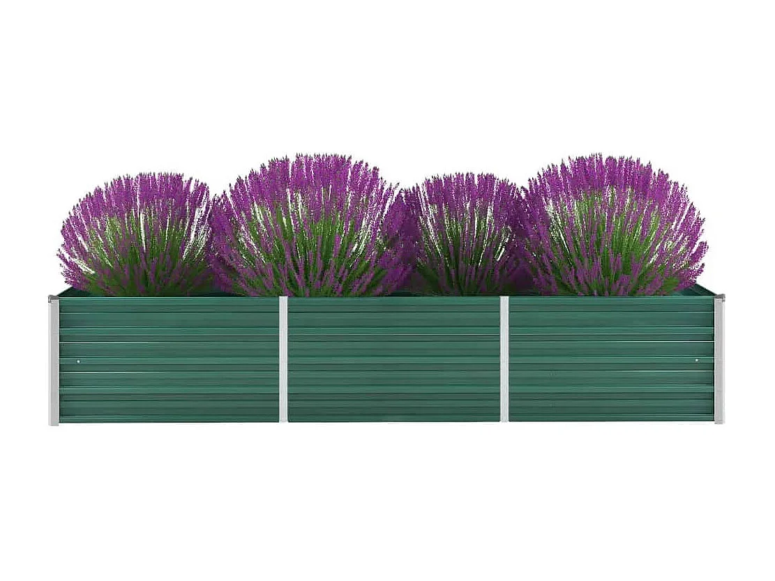 Canteiro elevado de jardim aço galvanizado 240x80x45 cm verde PT450164