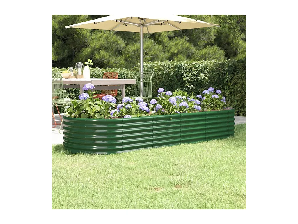 Lit surélevé de jardin Acier enduit de poudre 224x80x36 cm Vert FR74586