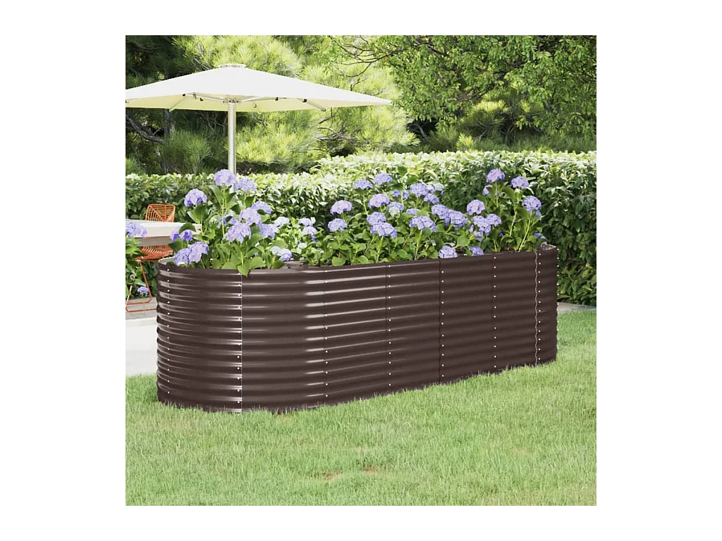 Lit surélevé de jardin Acier enduit de poudre marron FR23465