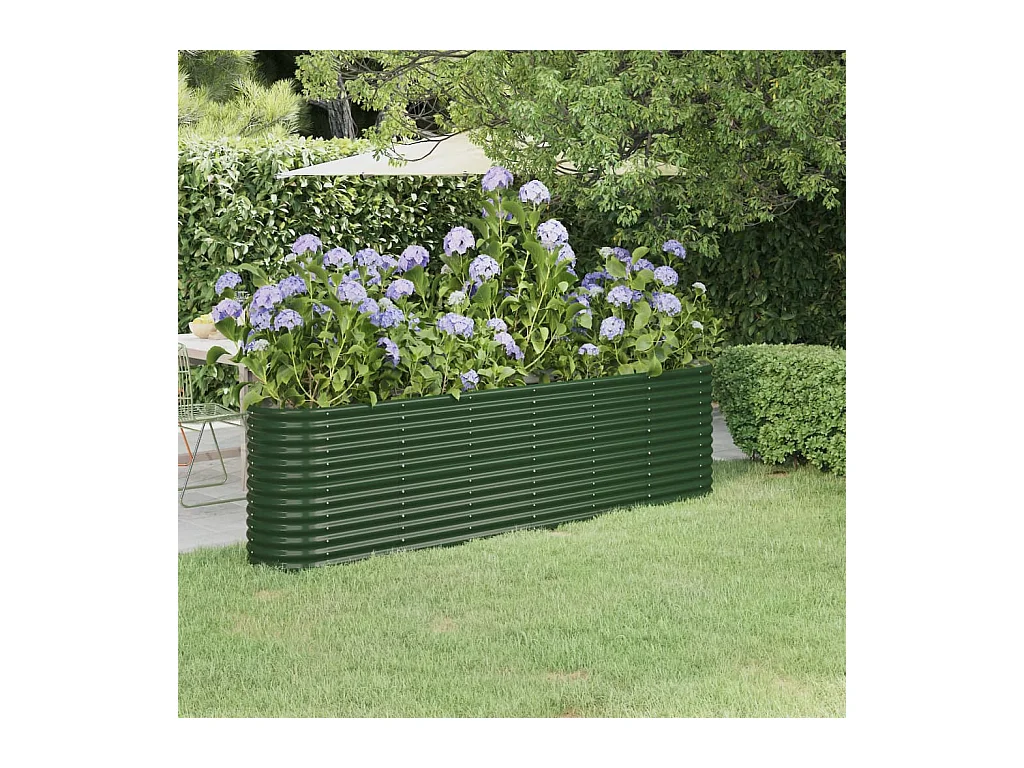 Lit surélevé de jardin Acier enduit de poudre 260x40x68 cm Vert FR78293