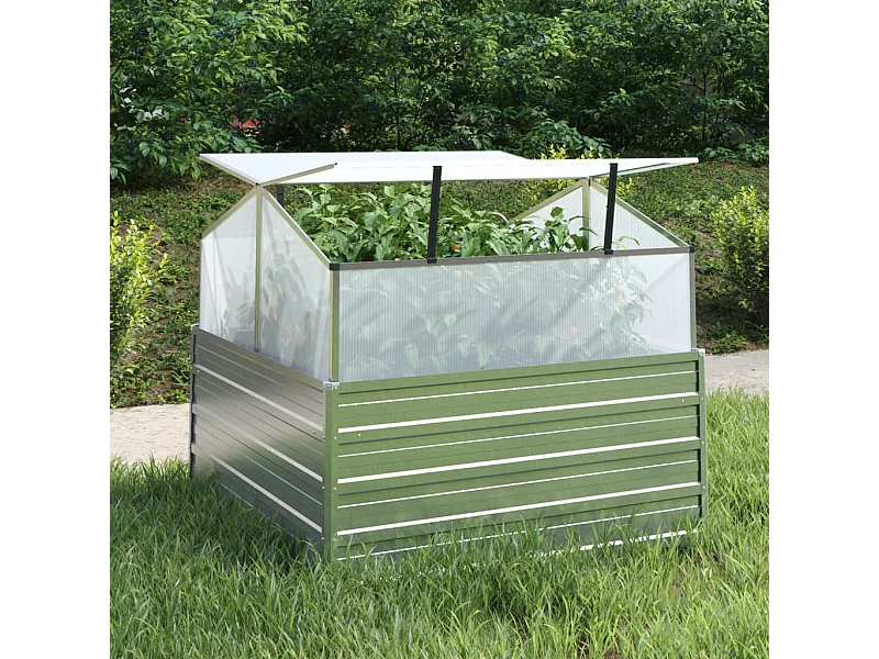 Arriate con invernadero plateado 100x100x85 cm ES786602