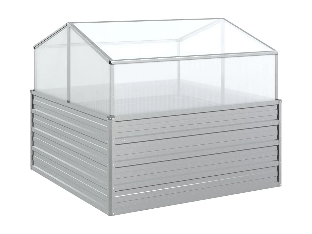 Canteiro elevado com estufa 100x100x85 cm prateado PT609170
