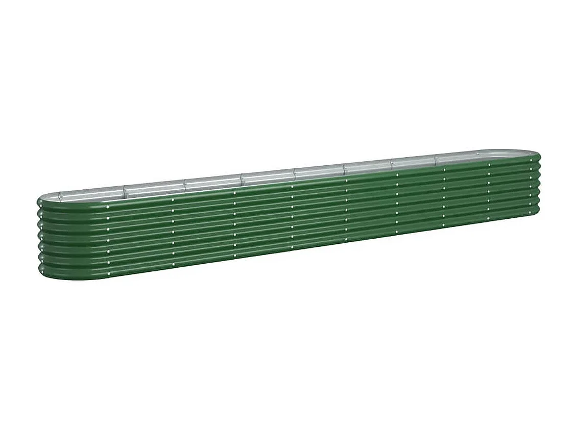 Lit surélevé de jardin Acier enduit de poudre 332x40x36 cm Vert FR40919