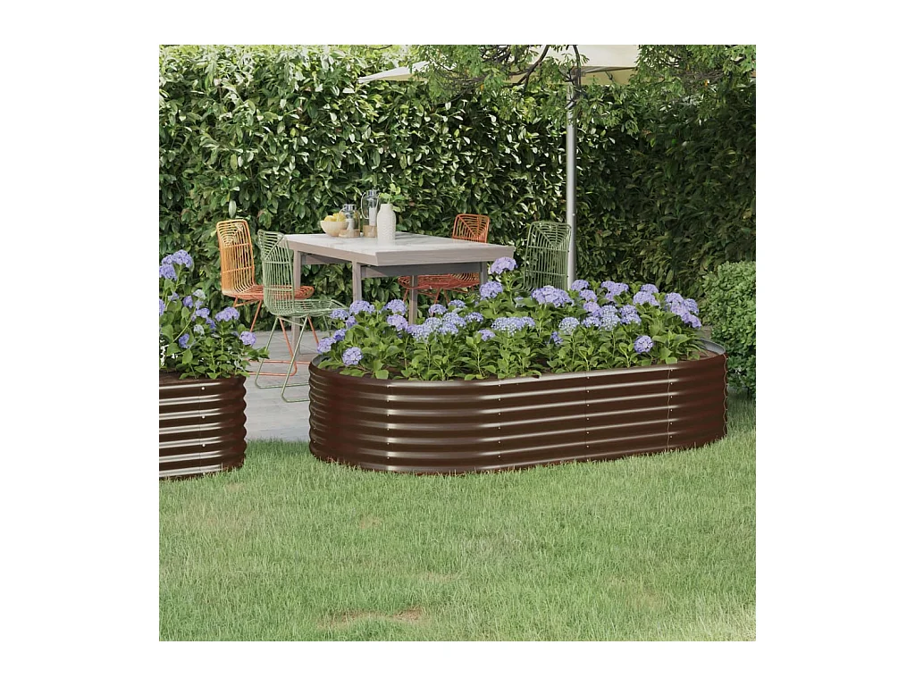 Lit surélevé de jardin Acier enduit de poudre marron FR53651