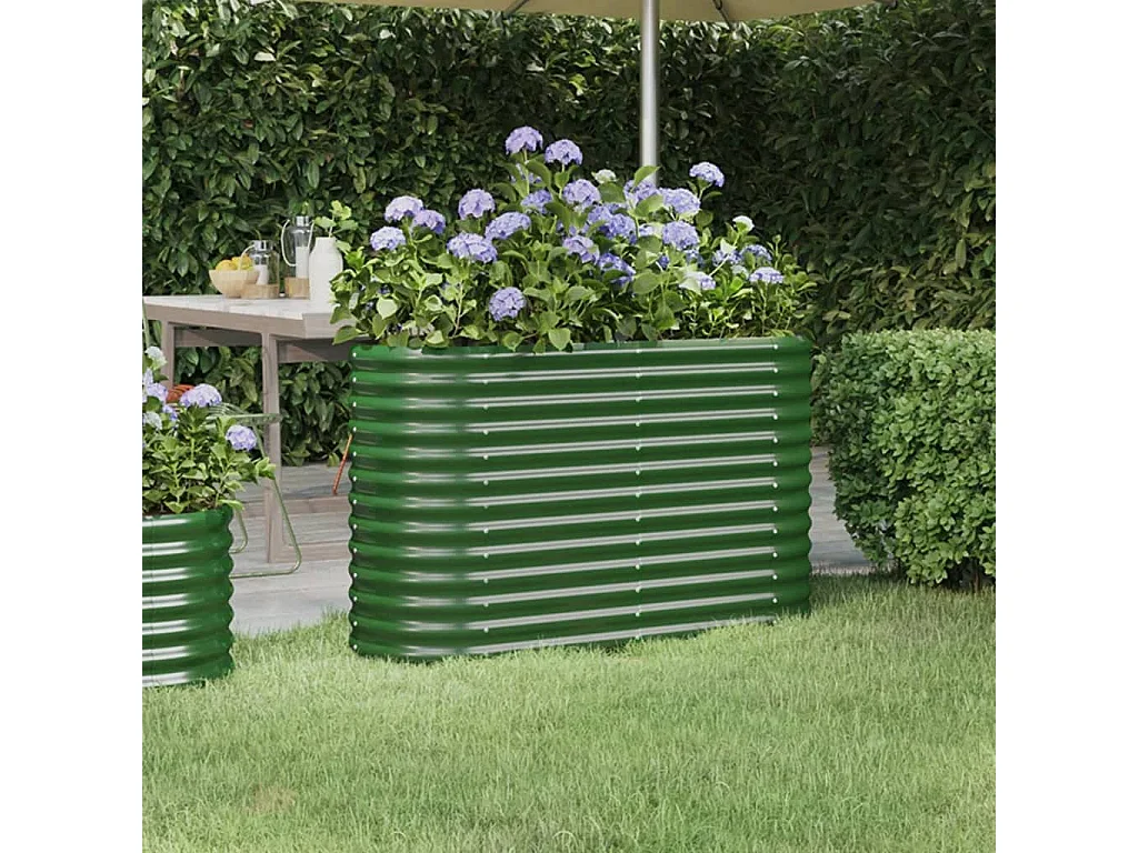 Jardinera arriate acero recubrimiento polvo verde 114x40x68 cm ES450164