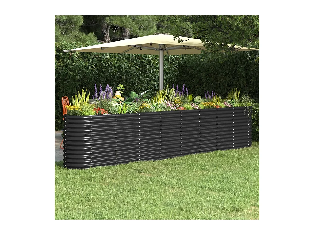 Lit surélevé de jardin Acier enduit de poudre Anthracite FR75857