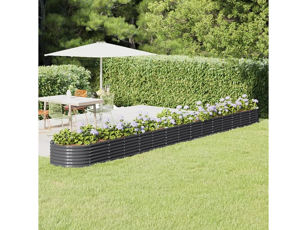 Jardinera arriate acero recubierto polvo antracita 620x80x36 cm ES941600