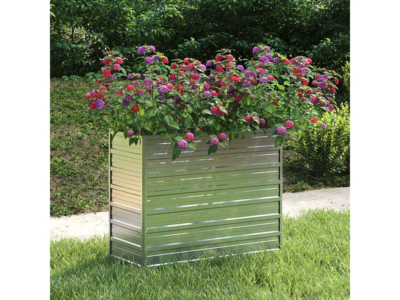 Lit surélevé de jardin 100x40x77 cm Acier galvanisé Argenté FR35362