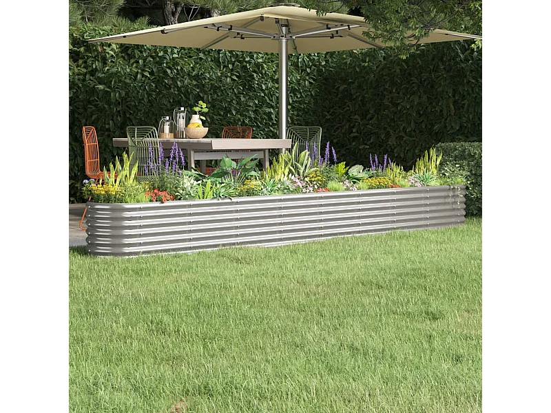 Plantenbak 332x40x36 cm gepoedercoat staal zilverkleurig BE687956