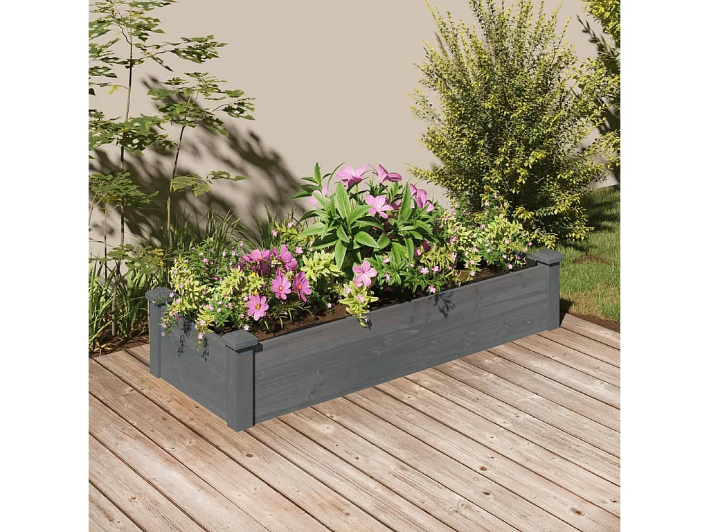 Jardinera arriate forro madera maciza marrón abeto 120x45x25 cm ES999119