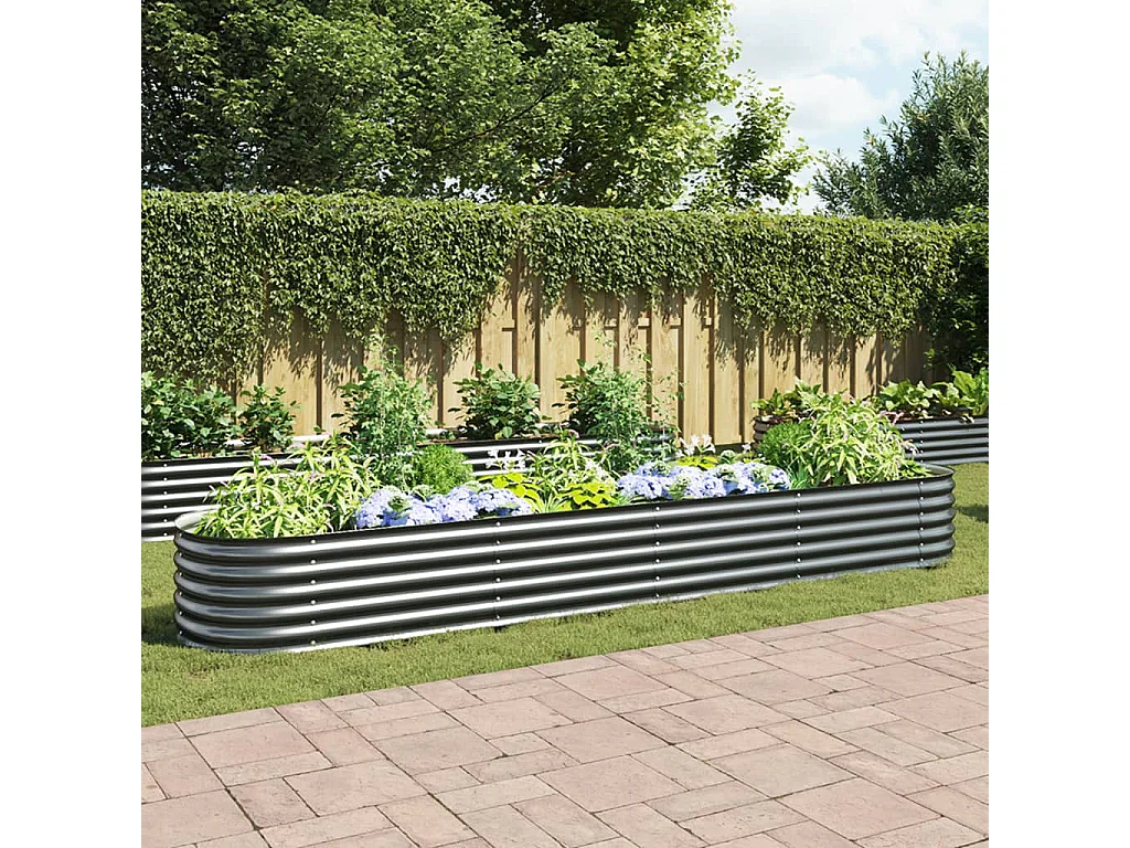 Arriate de acero galvanizado gris 400x80x44 cm ES501856