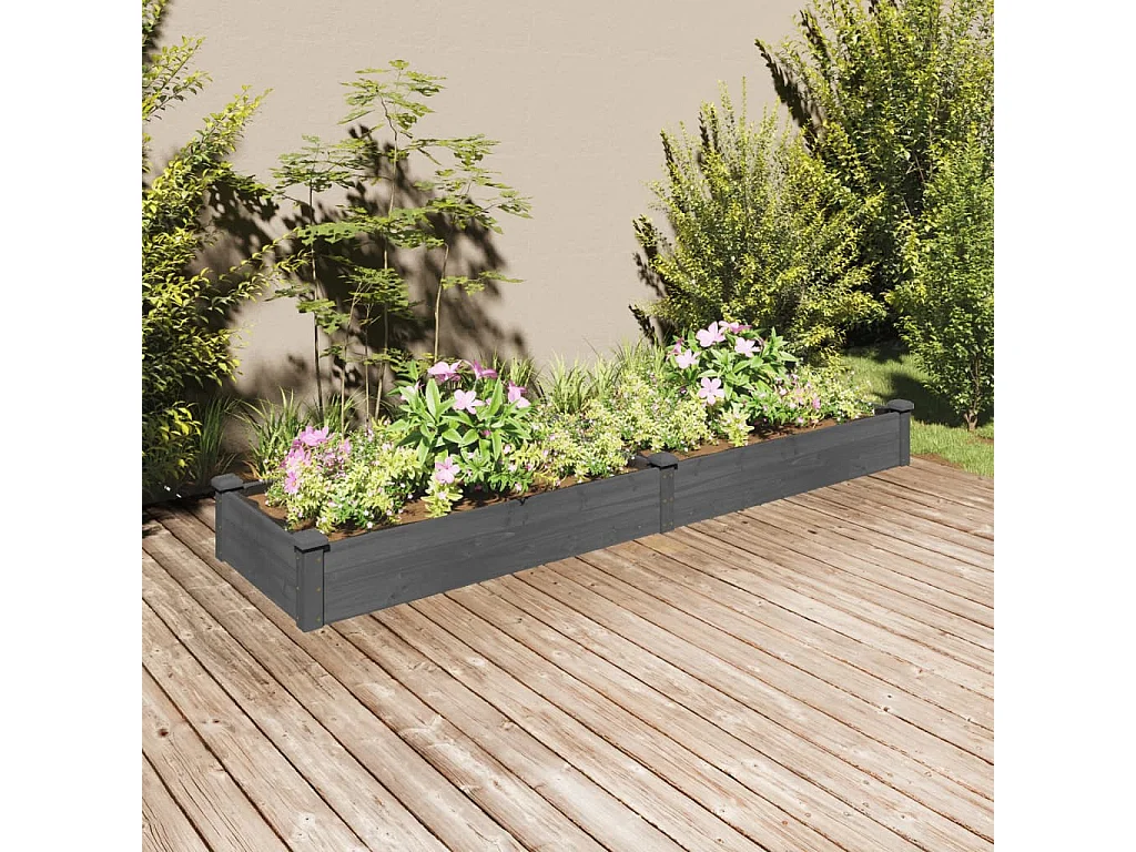 Canteiro elevado c/ forro 240x60x25 cm abeto maciço cinzento PT501633