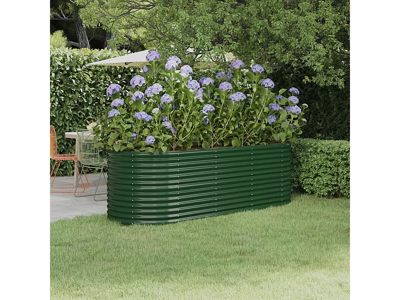 Plantenbak 224x80x68 cm gepoedercoat staal groen BE269171