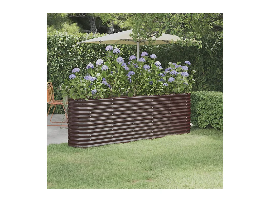 Lit surélevé de jardin Acier enduit de poudre marron FR77760
