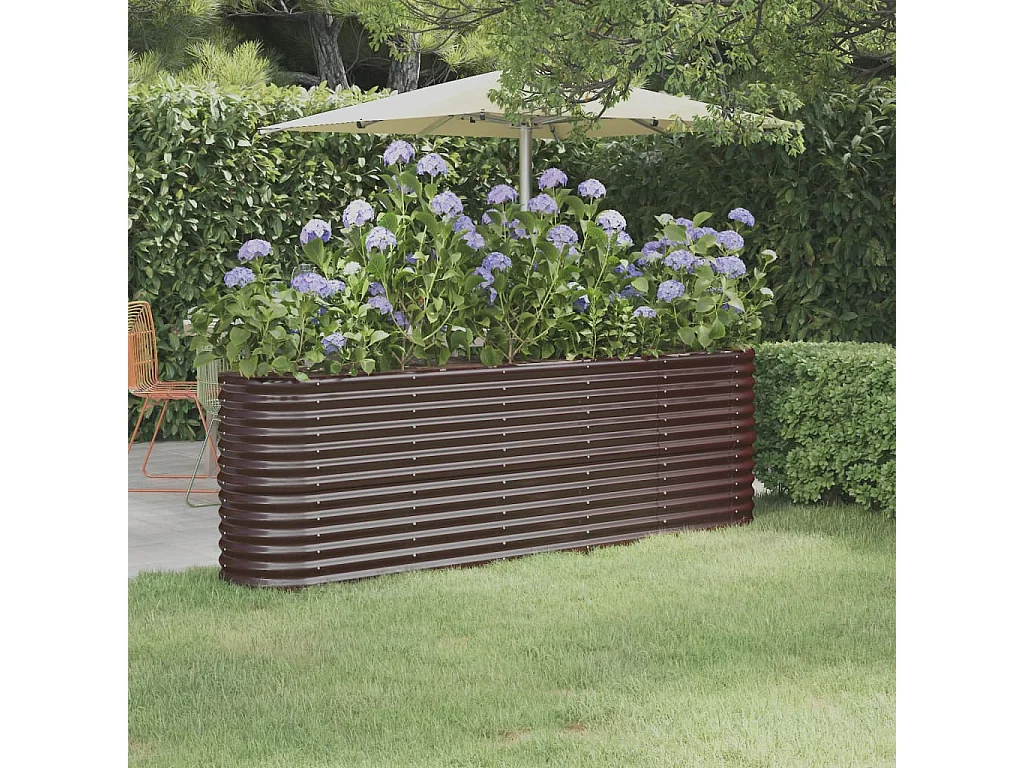 Lit surélevé de jardin Acier enduit de poudre marron FR77760