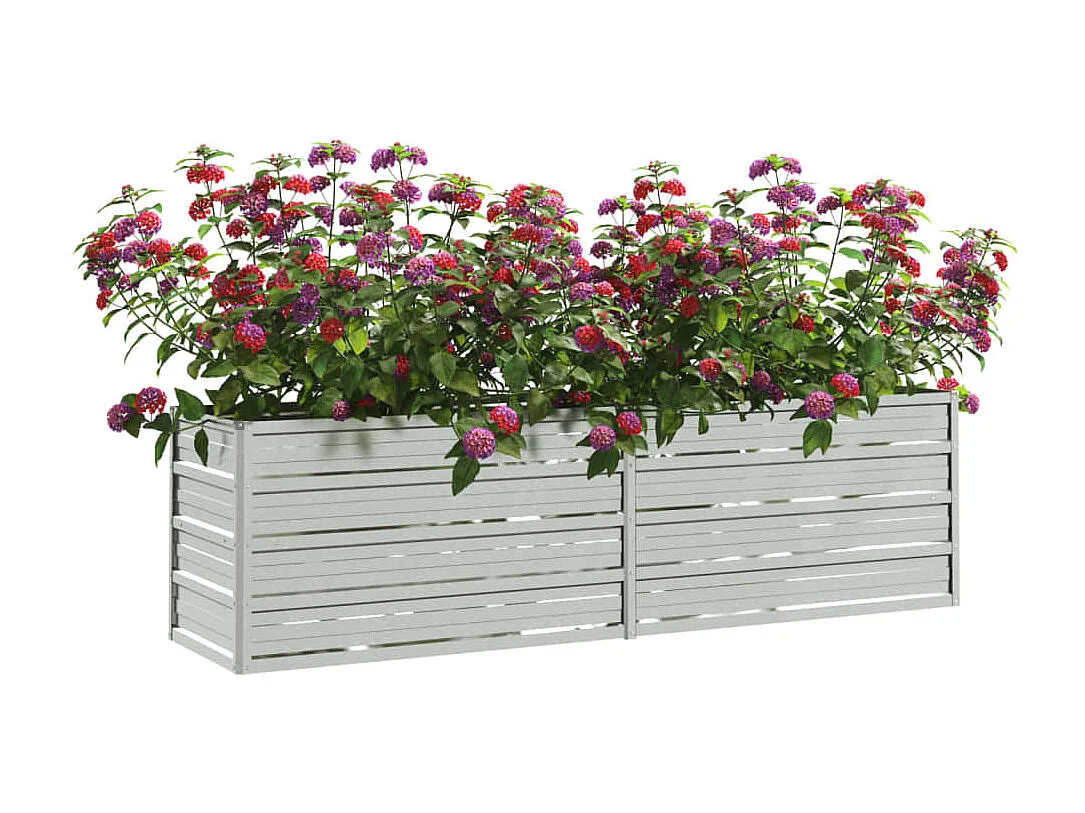 Arriate de acero galvanizado plateado 160x40x45 cm ES287011