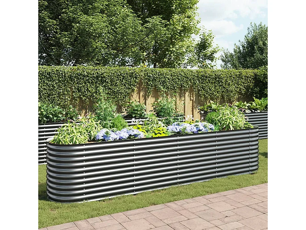 Lit surélevé de jardin 400x80x81 cm Acier galvanisé Gris FR80987