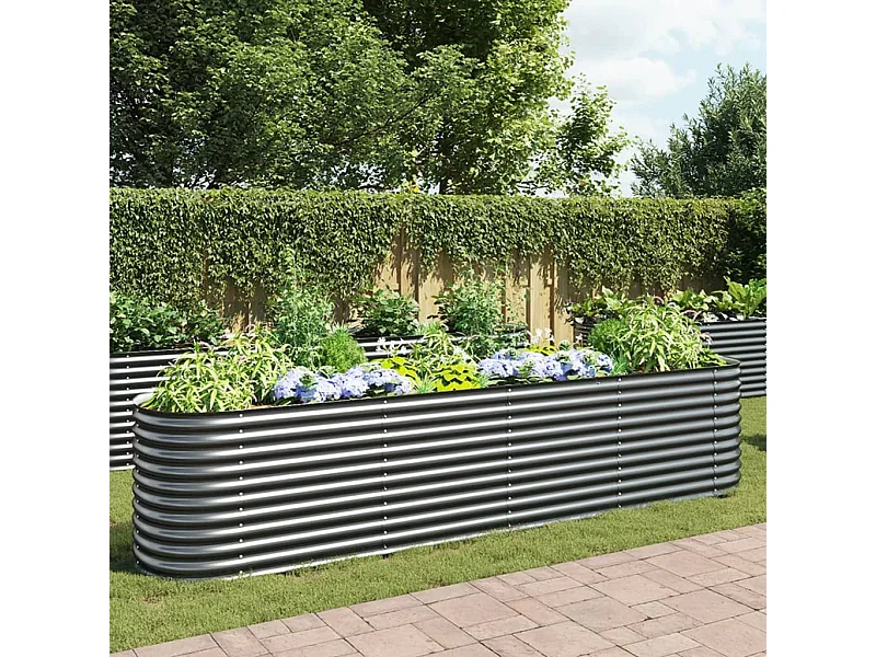 Lit surélevé de jardin 400x80x81 cm Acier galvanisé Gris FR80987