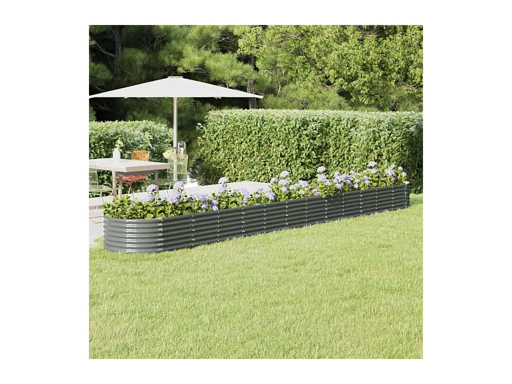 Lit surélevé de jardin Acier enduit de poudre 512x80x36 cm gris FR18050