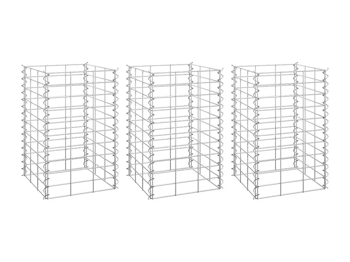 Arriates de gaviones 3 unidades hierro 30x30x50 cm ES368889