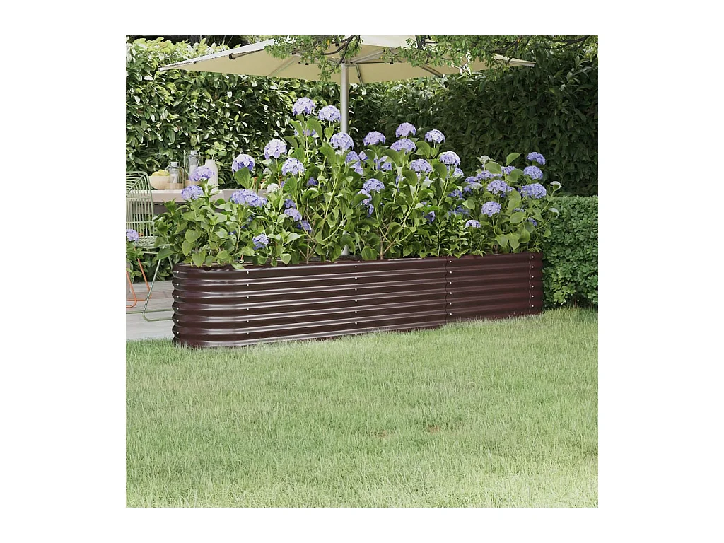 Lit surélevé de jardin Acier enduit de poudre marron FR30368
