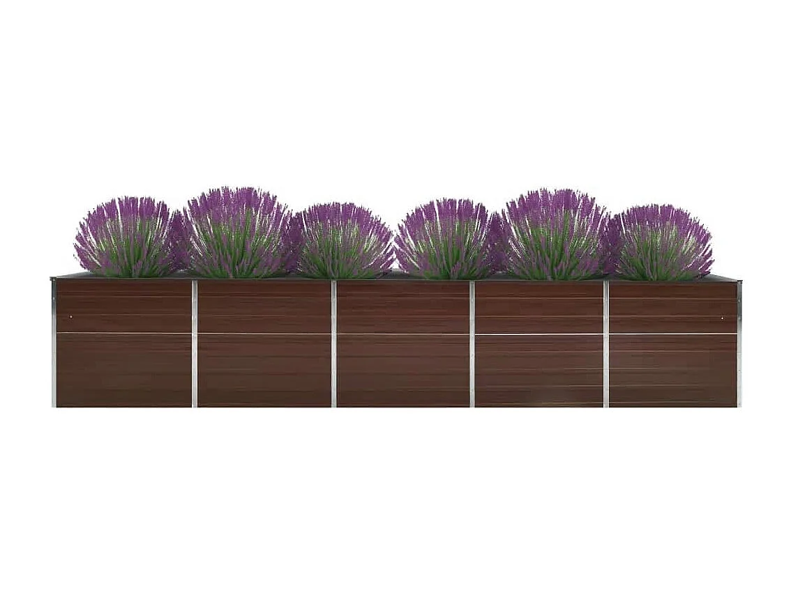 Canteiro elevado jardim aço galvanizado 400x80x45 cm castanho PT703201