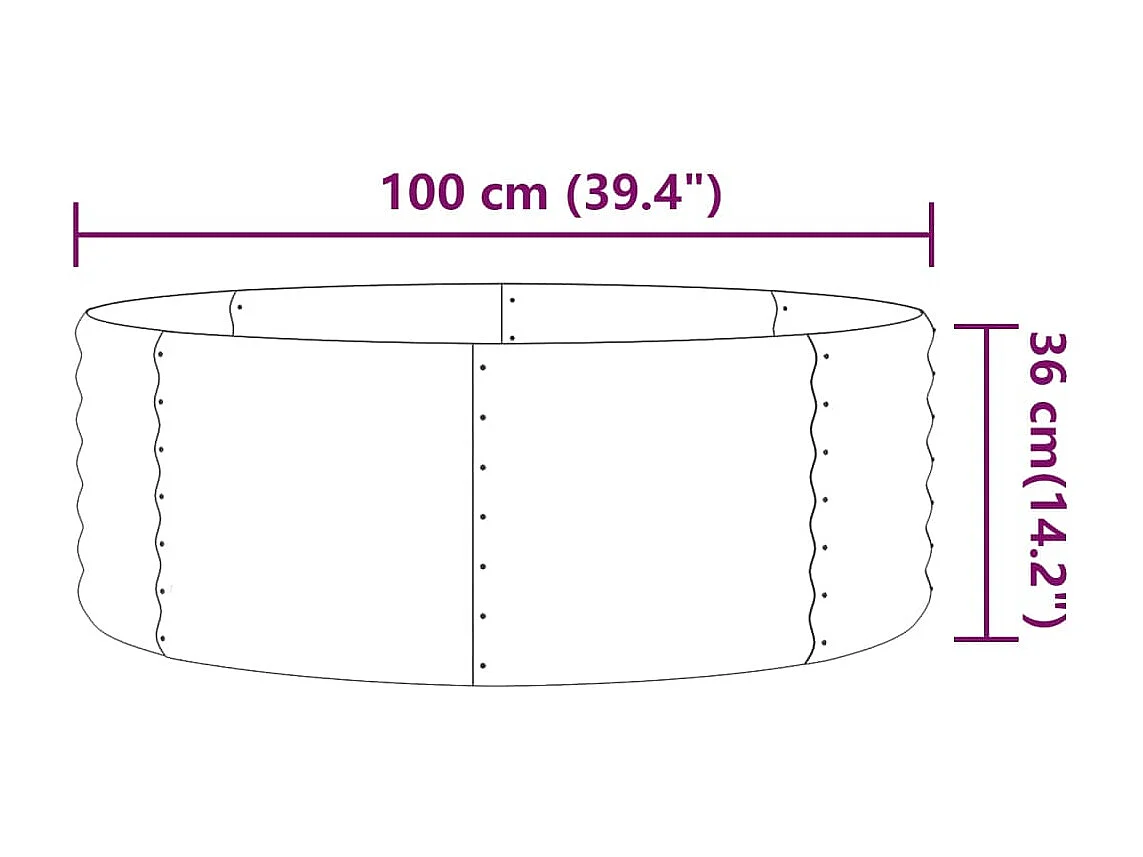 Canteiro elevado jardim 100x100x36 aço revestido a pó antracite PT332403