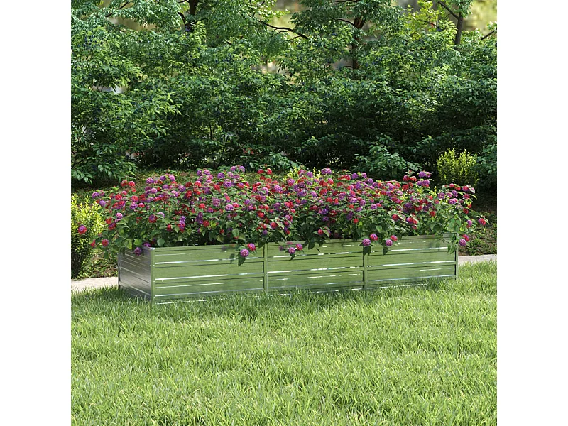 Arriate de acero galvanizado plateado 240x80x45 cm ES420359