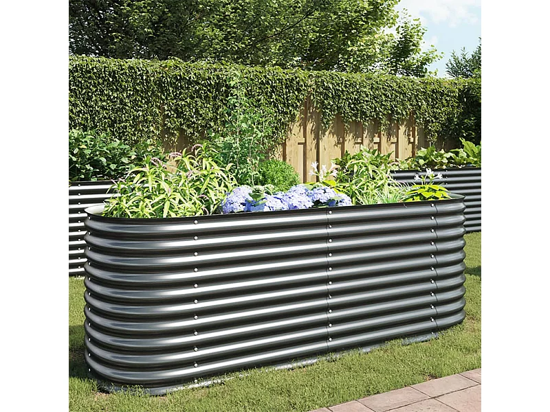 Arriate de acero galvanizado gris 240x80x81 cm ES589688