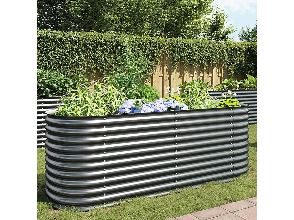 Arriate de acero galvanizado gris 240x80x81 cm ES589688