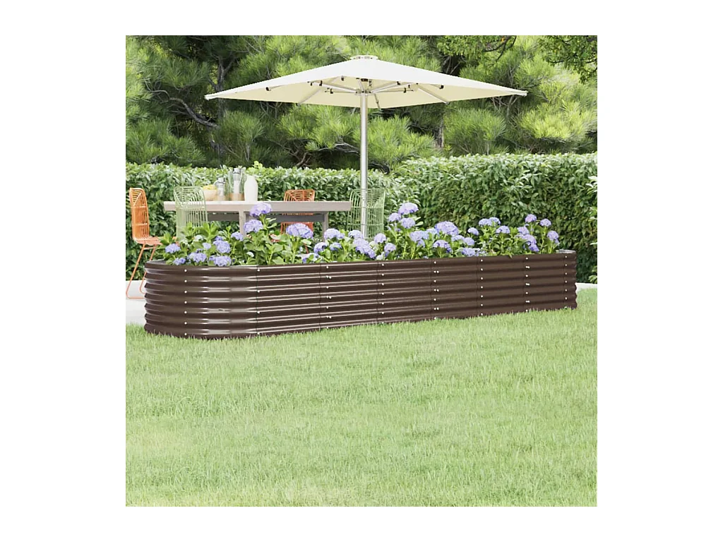 Lit surélevé de jardin Acier enduit de poudre marron FR63687