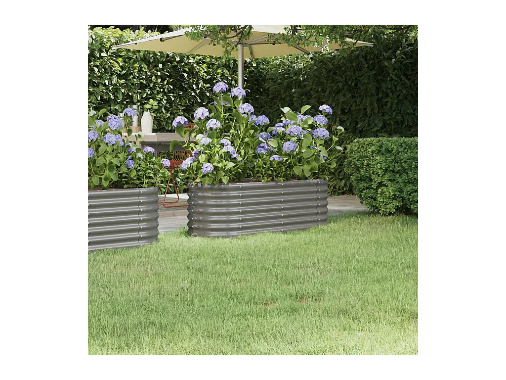 Lit surélevé de jardin Acier enduit de poudre 114x40x36 cm gris FR16583