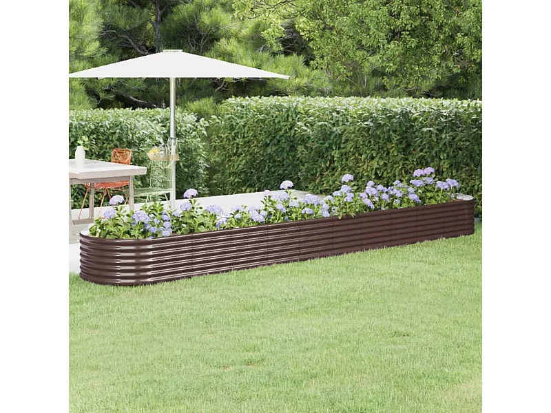 Lit surélevé de jardin Acier enduit de poudre marron FR48122